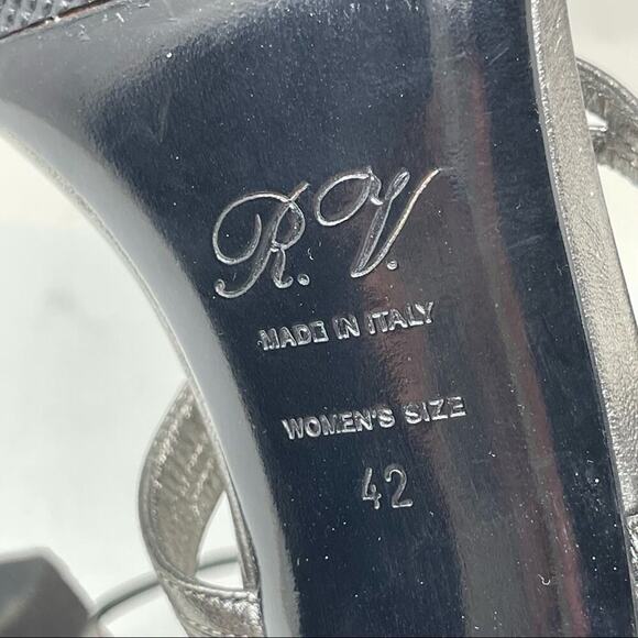 Roger Vivier Metallic Silver strap summer heel sandals size 42 US 11 - Picture 7 of 8